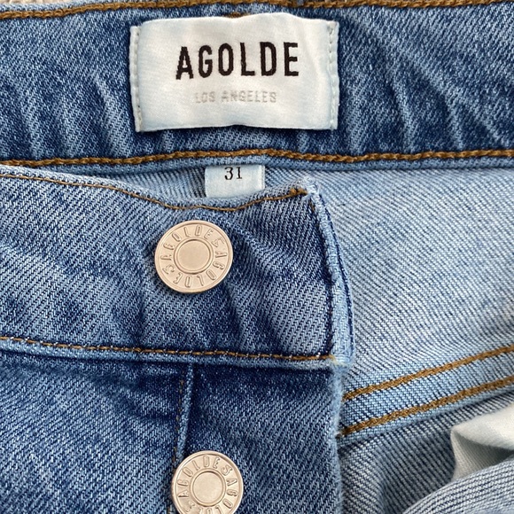 AGOLDE Riley Distressed High Rise Jeans, Size 31 - Picture 2 of 6